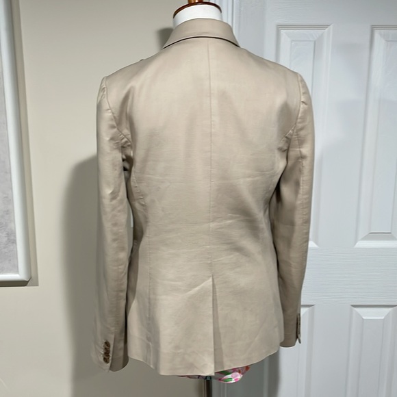 J Crew Blazer Womens size 6 Beige Lined 2 Button Up Cotton Jacket - Picture 4 of 7